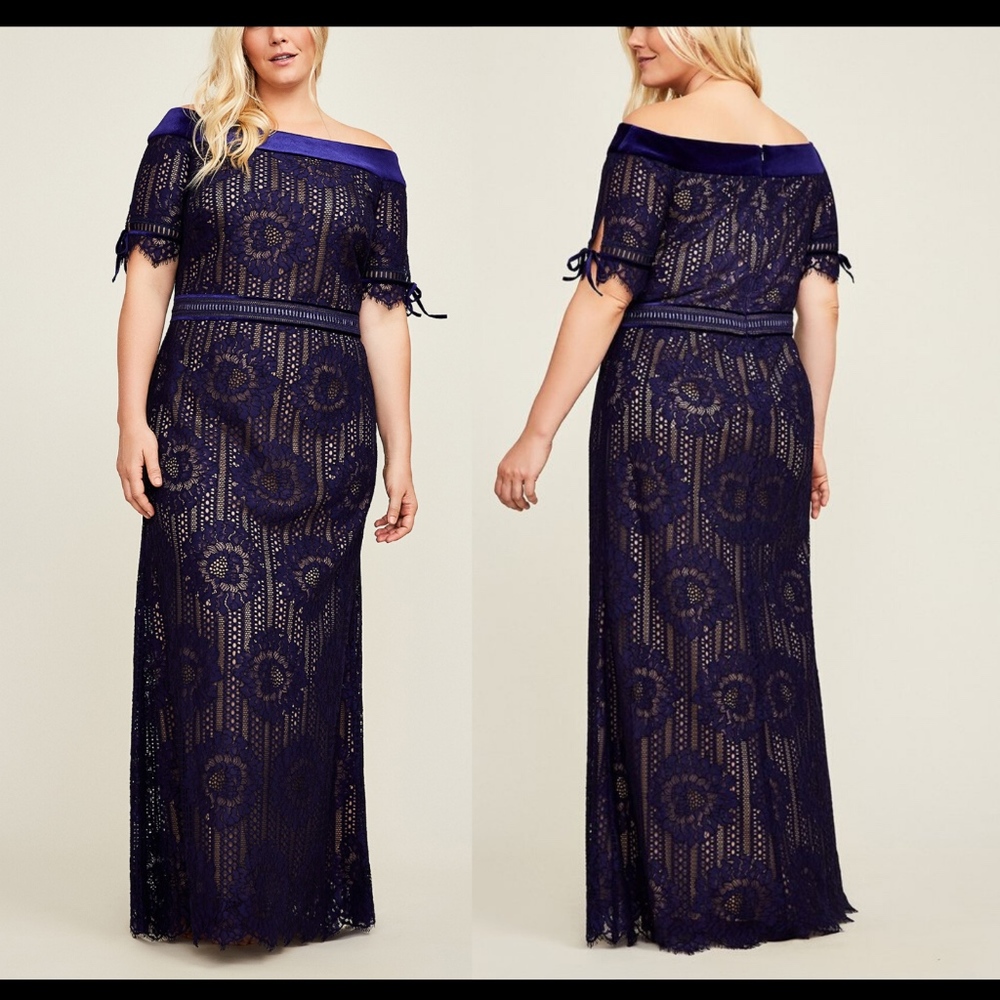 NEW $688‎ Tadashi Shoji Rosina Off Shoulder Circular Lace Gown [PLUS 16W ]